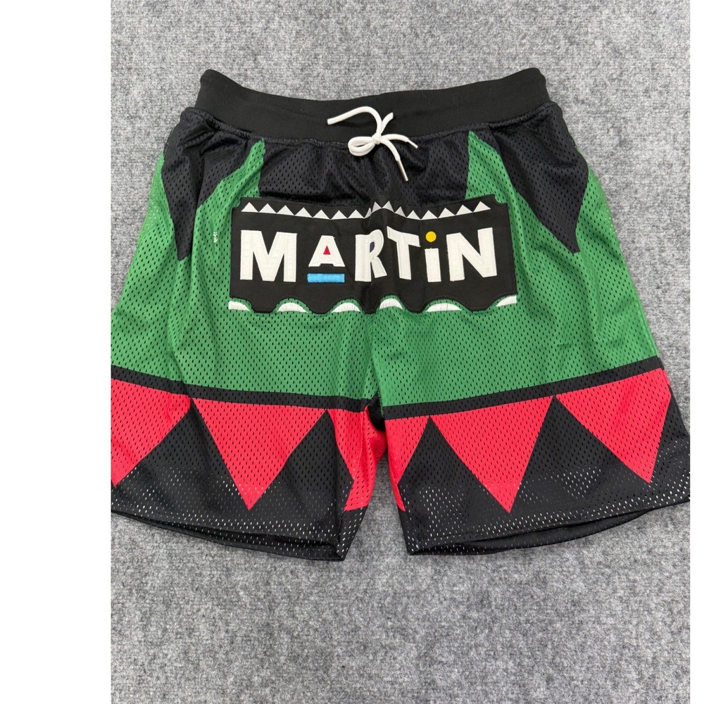 Headgear Classics Martin Lawrence 1992 Mesh Basketball Shorts Green Red Black L
